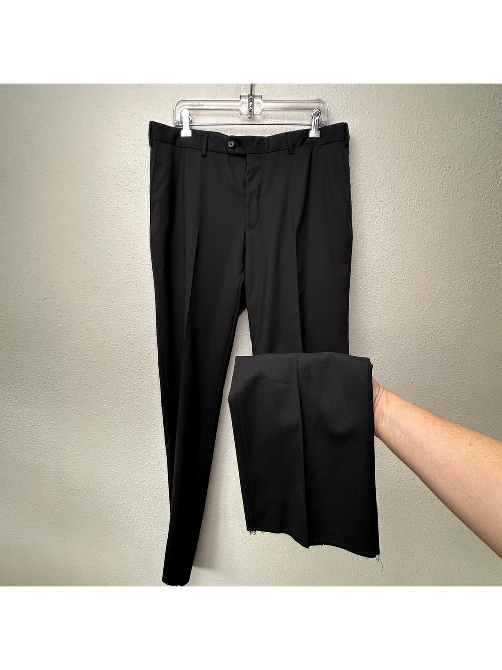 Lanvin Wool Dress Pants Black Men US 36 (EU 52) Flat-Front Trousers